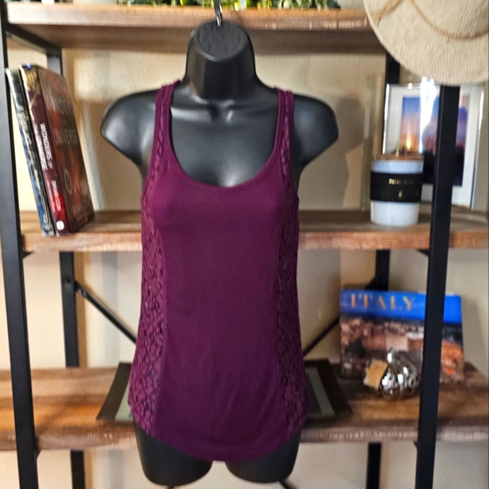 Victoria's Secret Burgundy Tank w/Lace Size Small